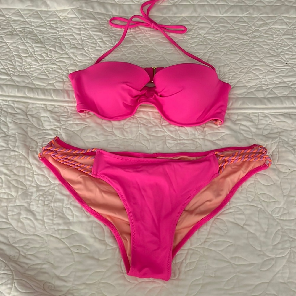 Hot pink Victorias Secret convertible bikini